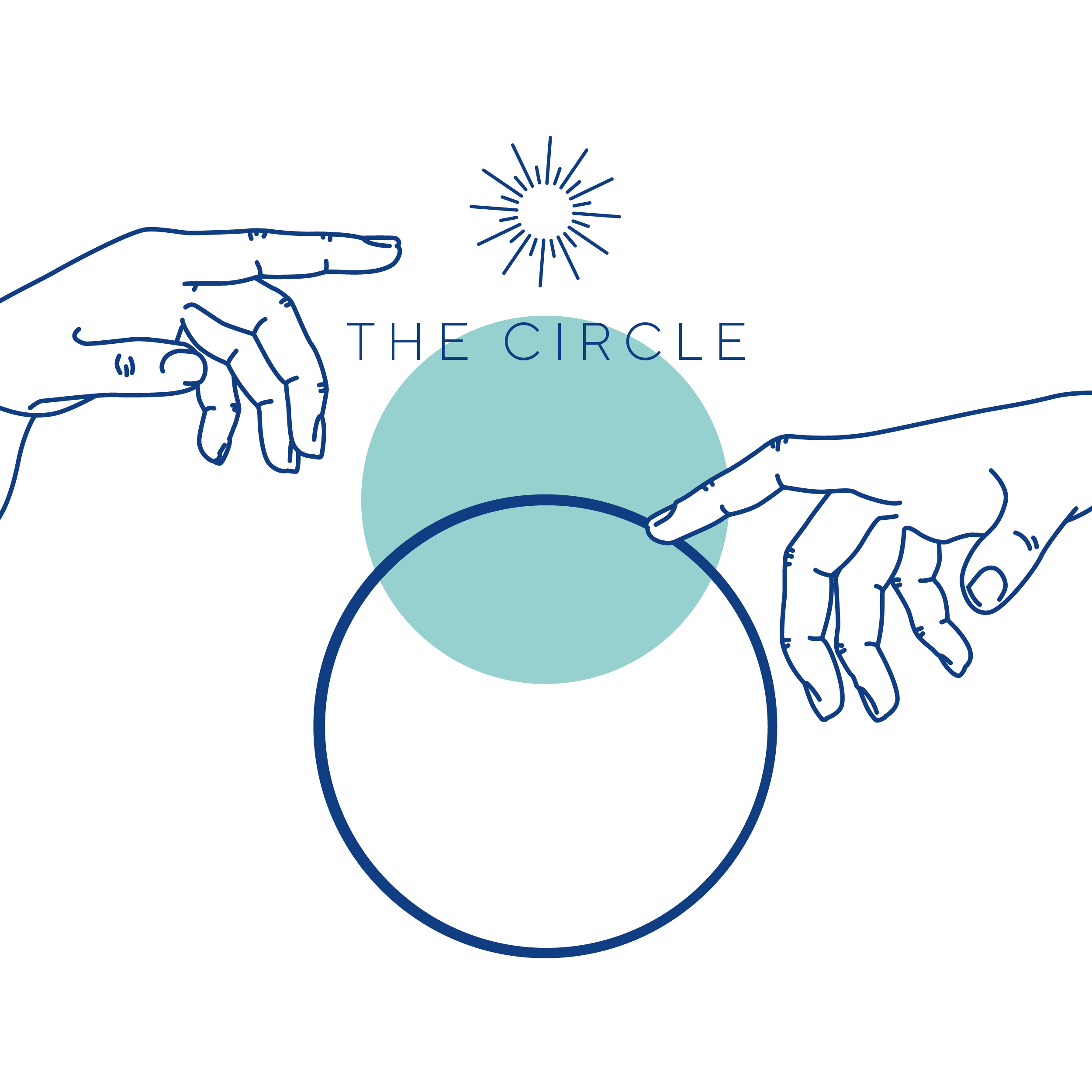 Логотип The Circle - руки, кольцо и солнце