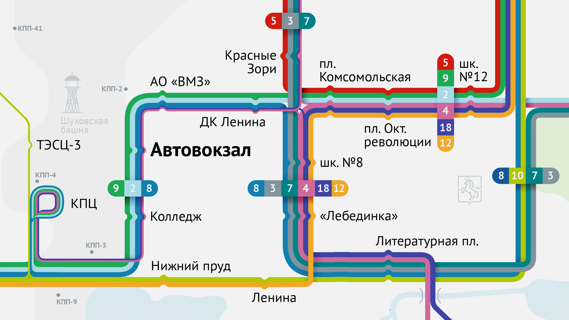 Схема движения транспорта в Выксе