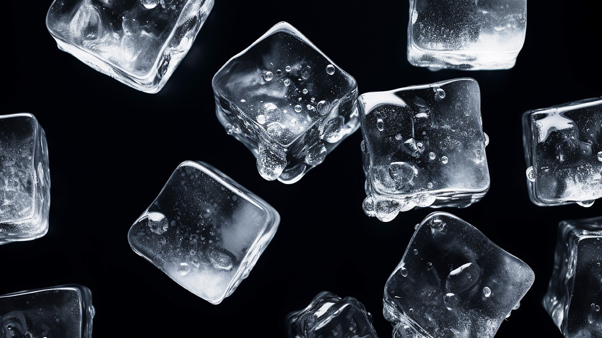 Ice cubes on a black background